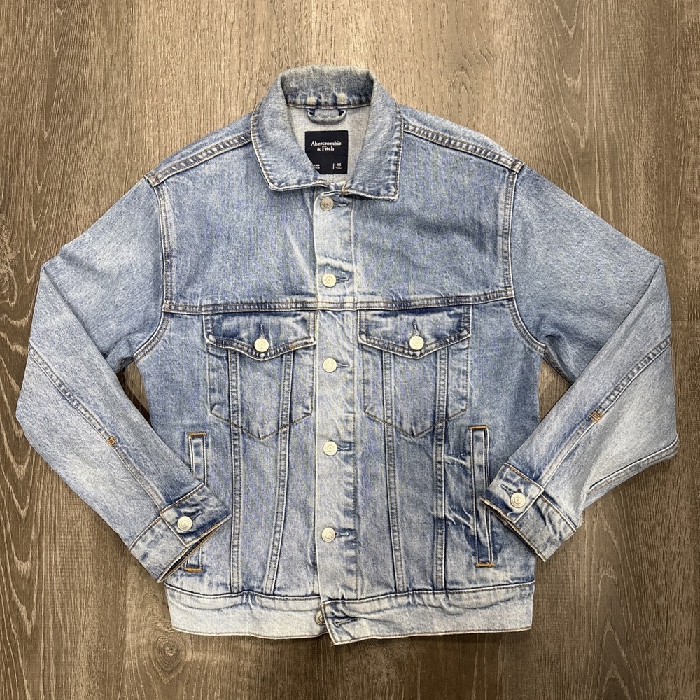 Abercrombie Fitch Trucker Jeans Jacket Men's Size XS Medium Wash Denim Relaxed